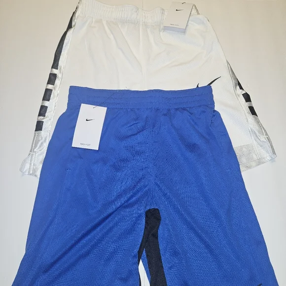 2 Pair of Nike Boys' Dri-FIT Elite Basketball Shorts White/Blue Large-/Bundle - Picture 16 of 16